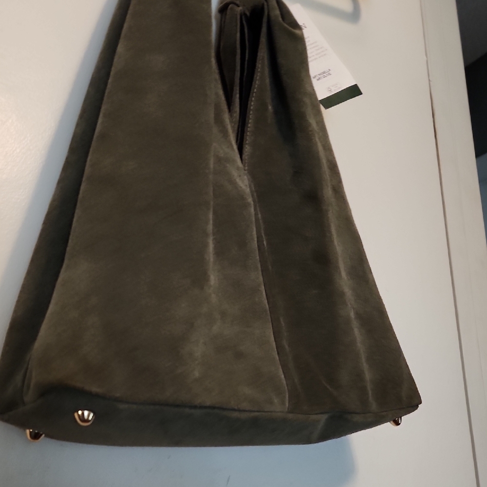 Anna Paola Olive Green Versatile Shoulder Bag with Minimalist Design Suede - Picture 9 of 16